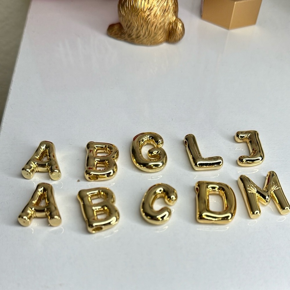 Stainless Steel Gold Alpha Bubble Charms  size 3/4”